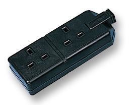 Permaplug 2 Gang Heavy Duty Rubber Trailing Socket, 13A, Black