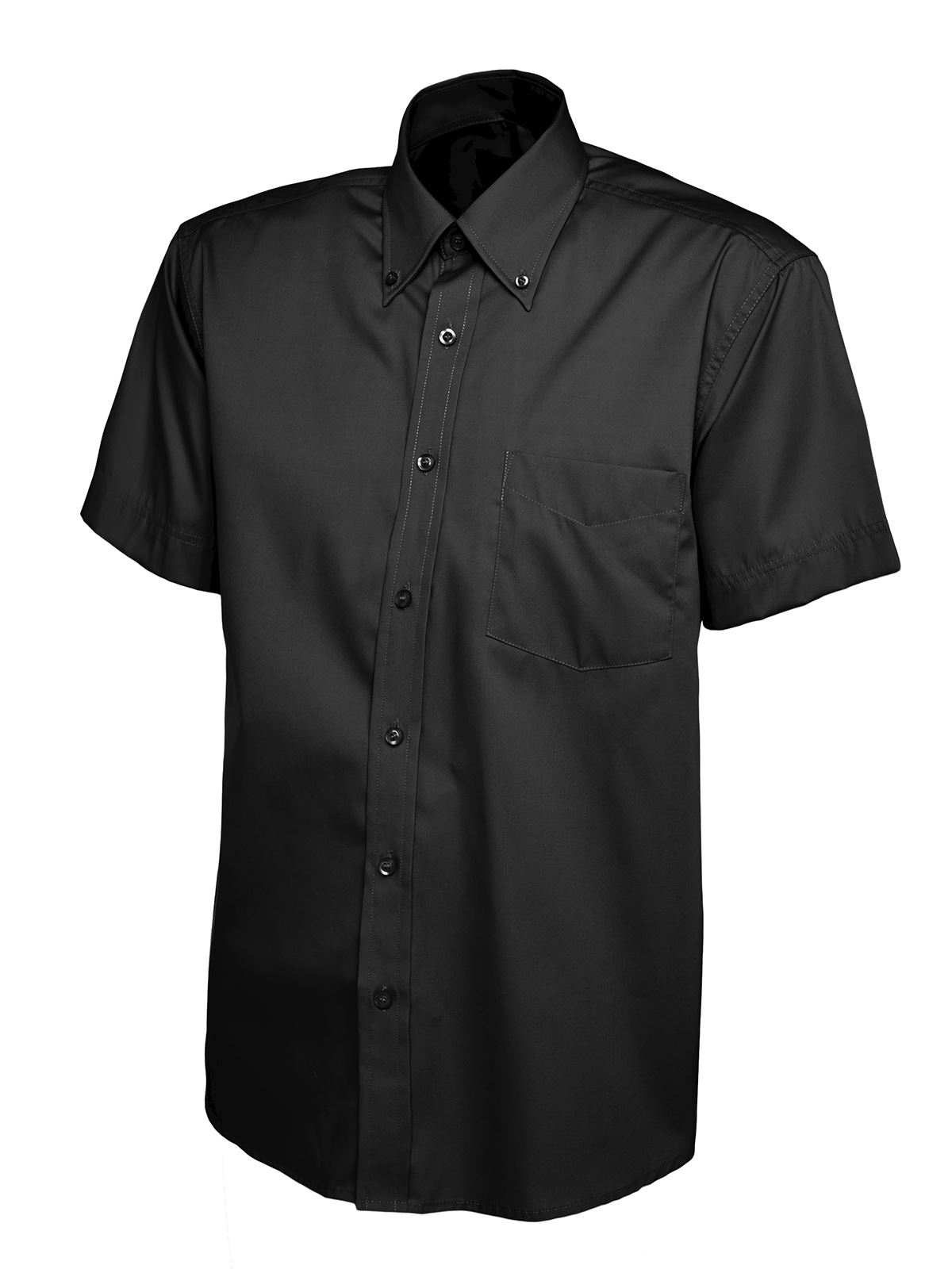 Uneek Men's Black Pinpoint Oxford Short Sleeve Shirt - Size 16.5