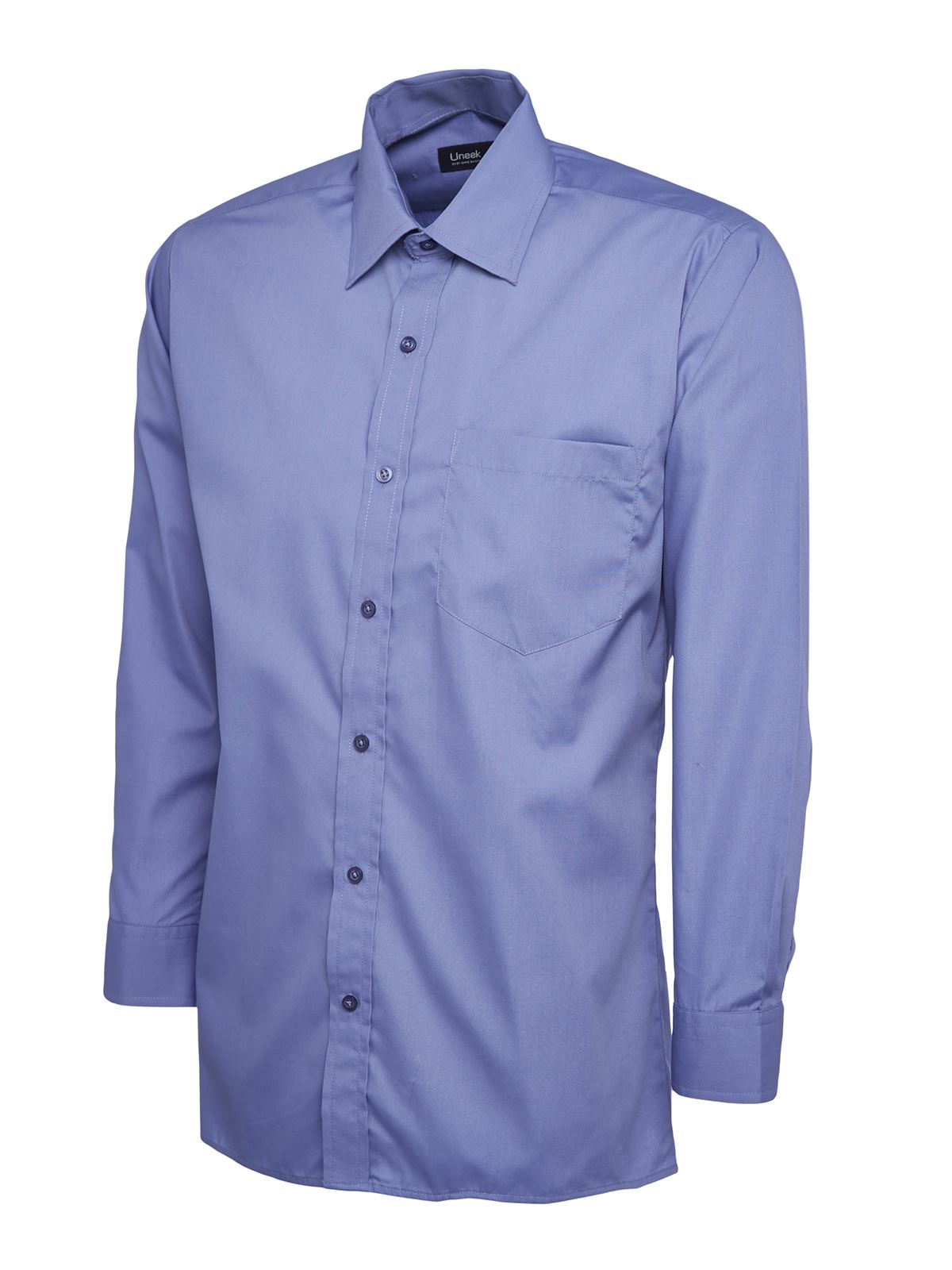 Uneek Men's Poplin Long Sleeve Shirt - Mid Blue - Size 17