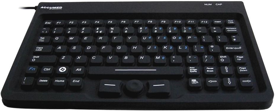 ACCURATUS AccuMed IP67 Antibacterial Medical Mini Keyboard, Black