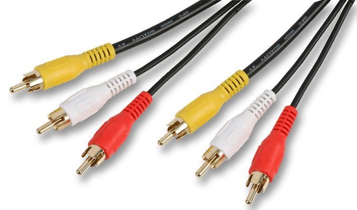 PRO SIGNAL 3x RCA Male to Male Audio/Video Lead, 1m, Black