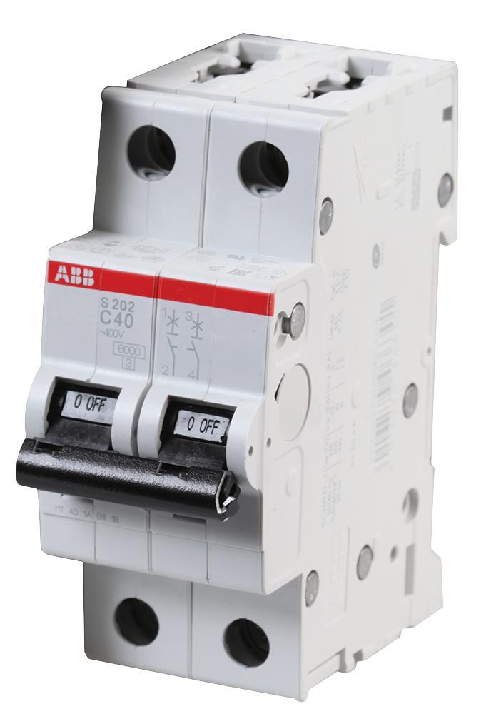 ABB 40A 2極タイプC MCB DINレールマウント