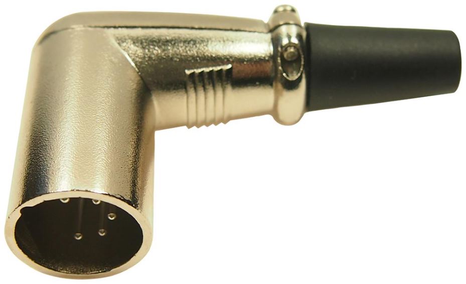 CLIFF 5 Pin Right Angle XLR Plug, Silver Plated, Zinc Alloy