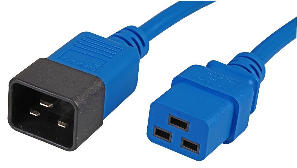 HiLo Cabo de Extensão PRO ELEC IEC C20 para C19, Azul, 3m, 16A, 250V