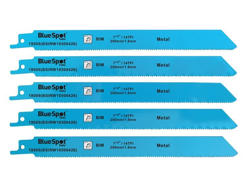 BlueSpot Bi-Metal Reciprocating Saw Blade, 240mm x 5 TPI, Pack of 5