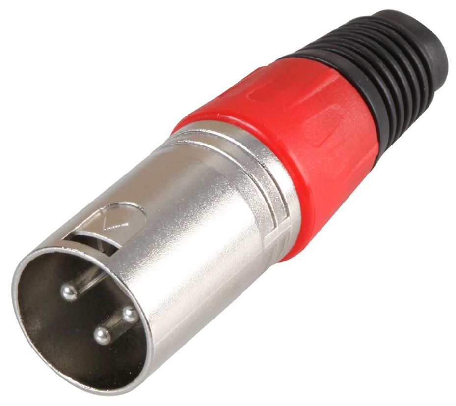 PRO SIGNAL XLR konektor 3-pólový, červený, kabelové upevnění