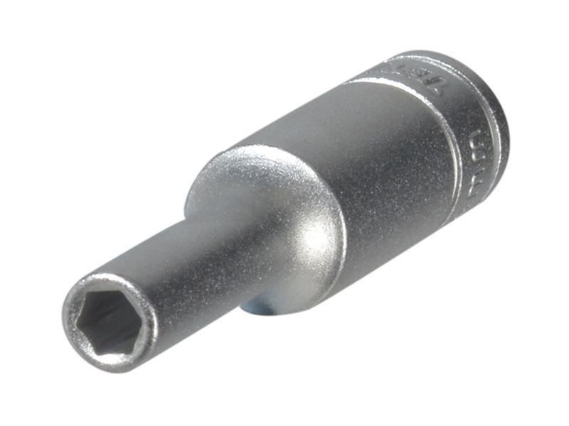 Teng 1/4in Drive Deep Hex Socket, 1/2in AF, Matt Chrome