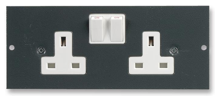 POWERDATA TECHNOLOGIES - 2x Soket Kuasa Beralih UK untuk Kotak Lantai 2/3 Ruang