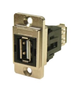 CLIFF Dual Entry USB 2.0 Type A Poortdoorvoerverbinding, Nikkel Frame