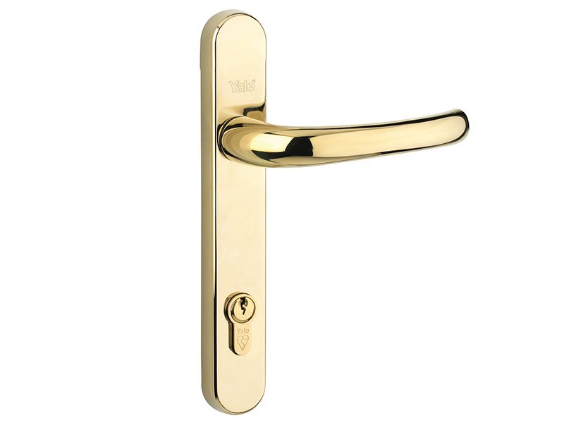Yale Retro Door Handle for PVCu, Composite & Wood Doors, PVD Gold, 92mm Centre