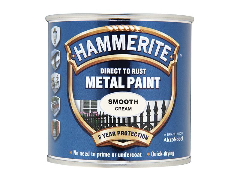 Hammerite Direct-to-Rust Metaalverf in Crème (Gladde Afwerking) 250ml