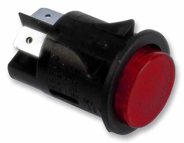 Molveno Suis Tekan DPST Off-(On) Kekal 25mm 250V AC 16A Berpendar Merah