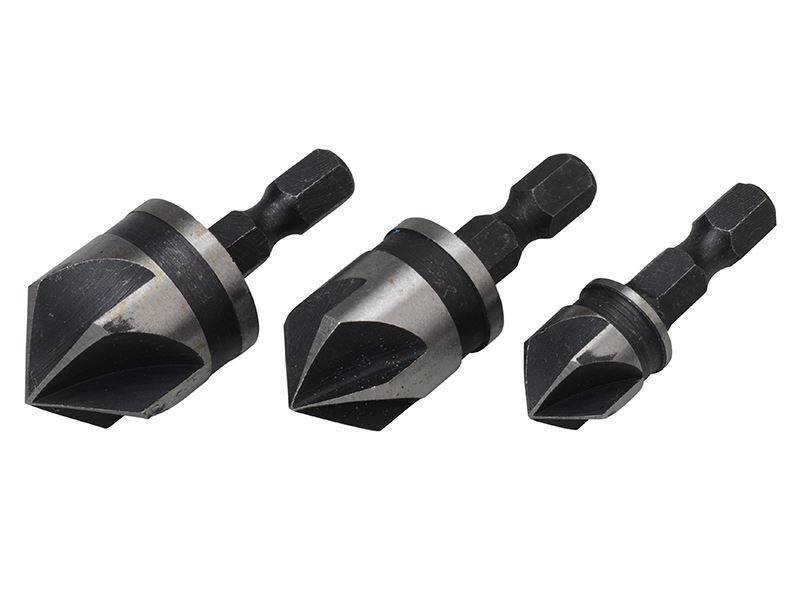 BlueSpot Tools Countersink Bit Set - 3 Piece, Carbon Steel