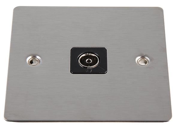 Volex Accessories - Prise TV coaxiale, platine plate, acier inoxydable brossé