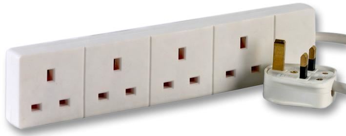 PRO ELEC - 4-fach Steckdosenleiste, weiß, 3m