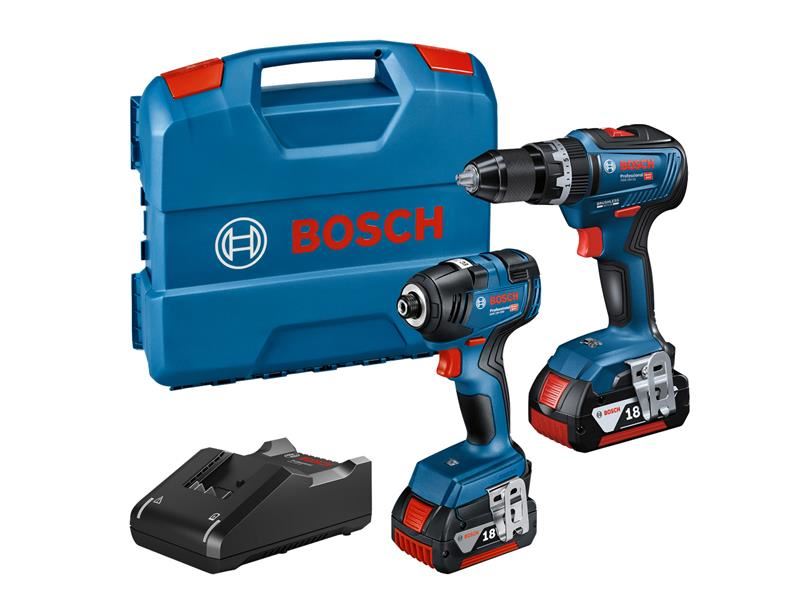 Bosch Professional Twin Pack: 18V Combi Drill & Impact Driver with 2 x 4.0Ah Li