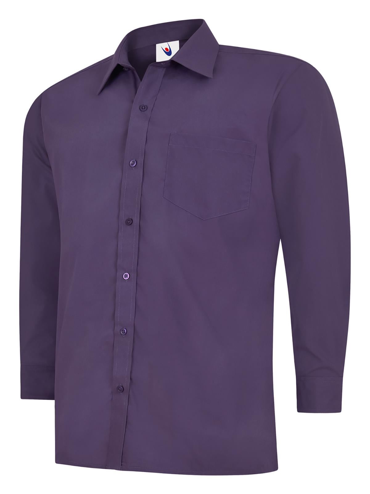 Uneek Men's Poplin Long Sleeve Shirt, Purple, Size 15