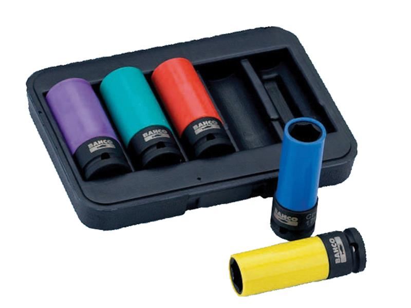 Bahco Juego de Llaves de Impacto 1/2 Pulgada, 5 Piezas, para Ruedas