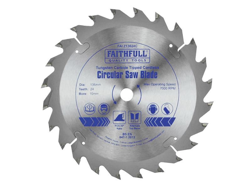 Faithfull TCT Akku-Stichsägeblatt 136 x 10 mm, 24 Zähne POS