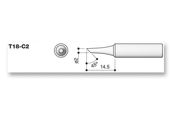 HAKKO - Bioróid Sádrála T18-C2 Claon, 2.0mm