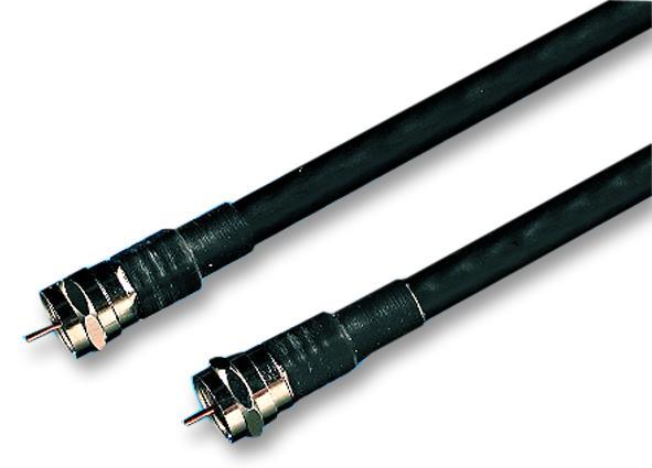 VDC F Plug to F Plug Satellite Lead, CT100 Coaxial Cable, 1m Black