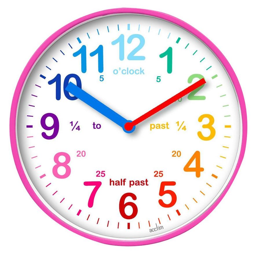 ACCTIM Teaching Time Wall Clock, Pink, 20cm