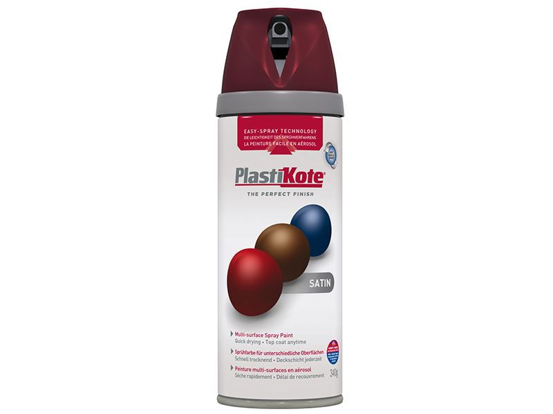 PlastiKote Twist & Spray Satin Paint - Wine Red, 400ml