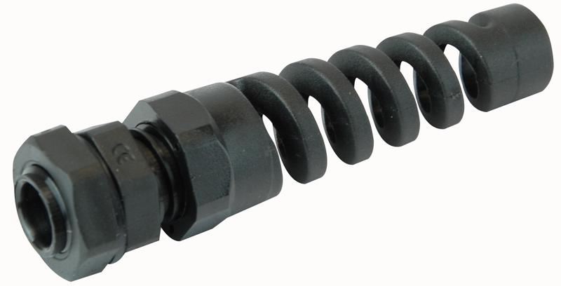 PRO POWER - Sambungan Kabel Nylon dengan Pelindungan Strain, M12, Hitam, IP68
