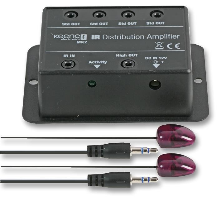 KEENE ELECTRONICS IR Distribution Amplifier, 4 Outputs, 105x35x70mm