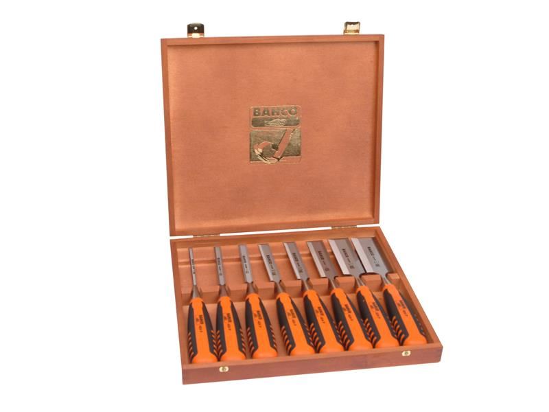 Bahco 424-P Stechbeitel-Set mit schräger Schneide, 8-teilig