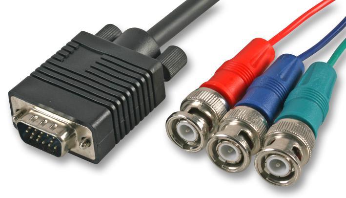 PRO SIGNAL 15-Pin VGA Male naar 3x BNC Male Kabel, 1,8m, Zwart