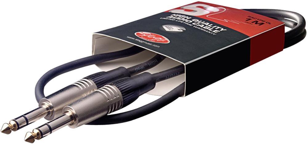 STAGG 6.35mm (1/4 Inch) Male to Male Stereo Jack Lead, 1m, Black