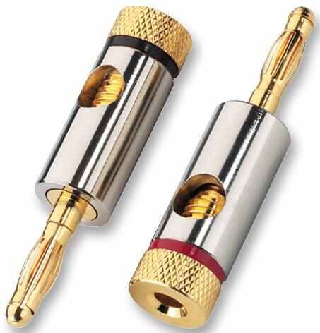 RARAION バナナプラグ 4mm ニッケル/金メッキ接点 (赤/黒ペア)