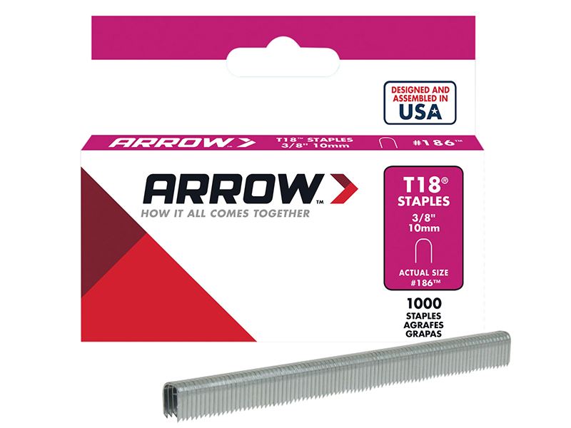 Arrow T18 Staples, Steel, 10mm (Pack of 1,000)