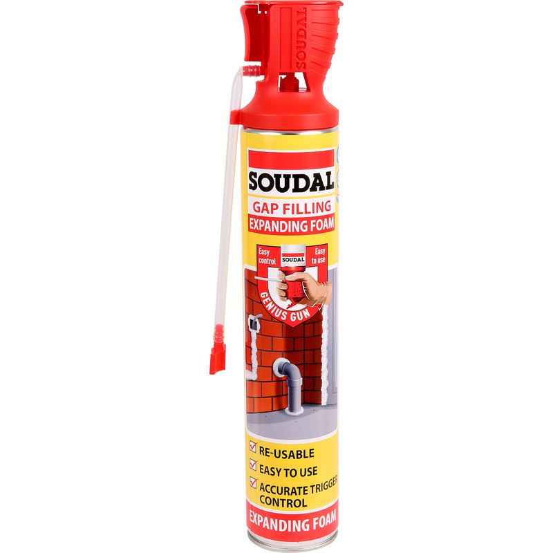 Soudal Herbruikbaar Schuim voor Voegen en Uitzetten met Genius Gun