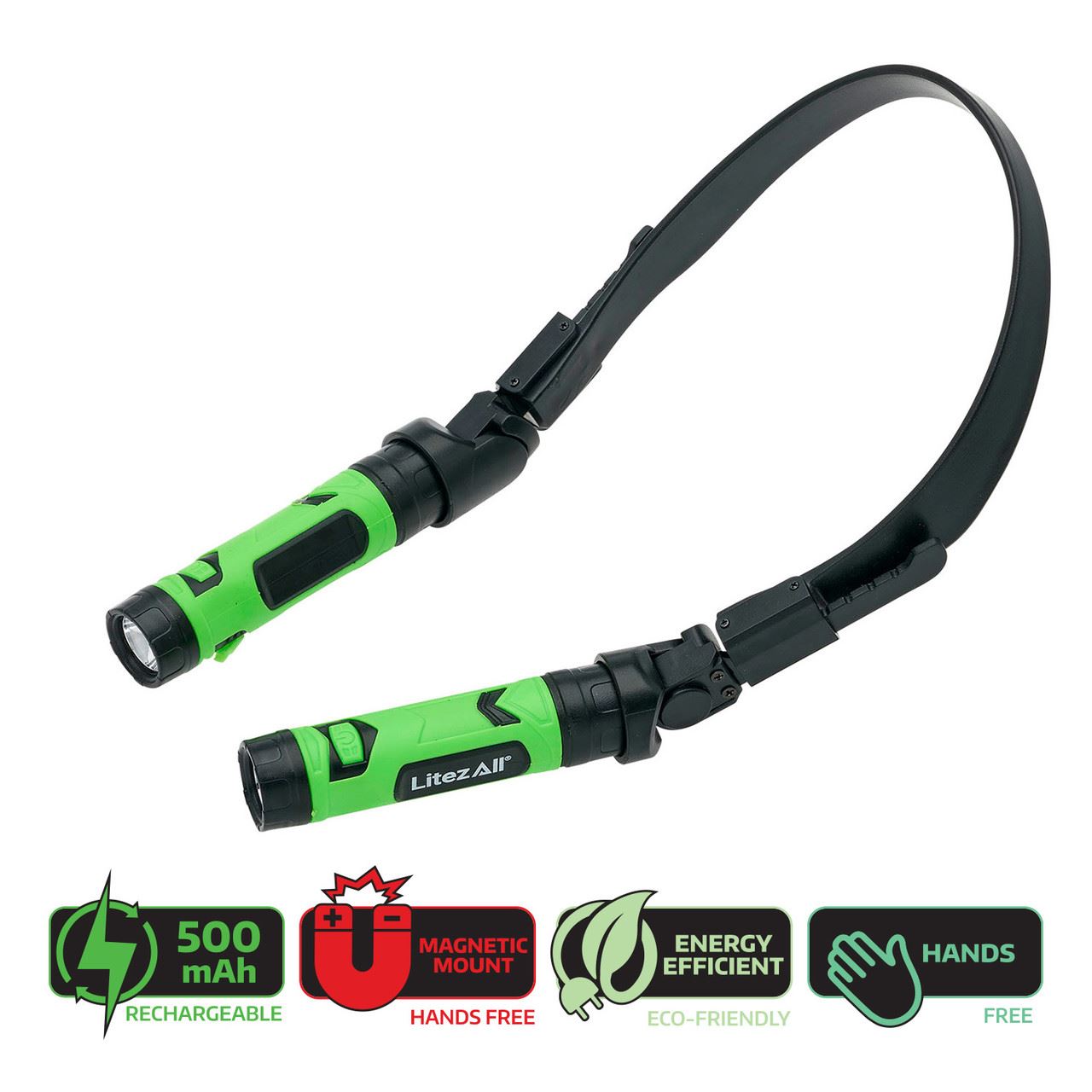 LitezAll Nabíjecí krční svítilna, 100 lumenů, hands-free