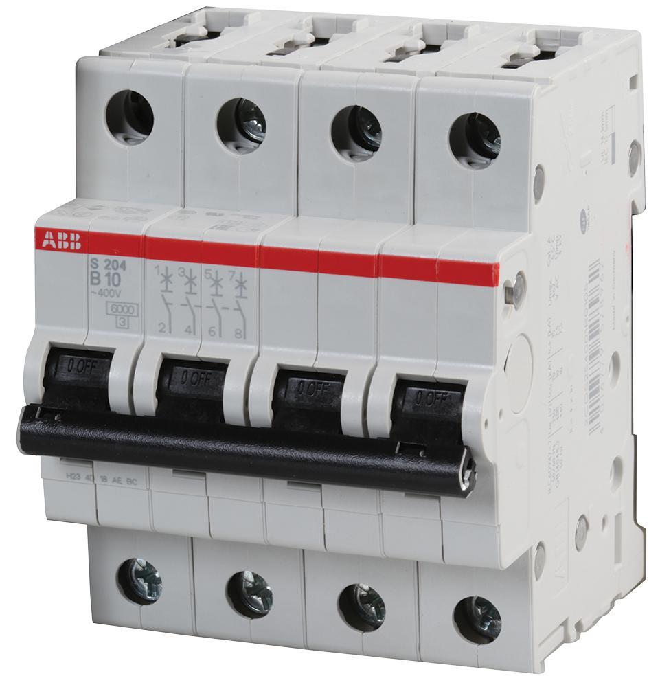 ABB 10A 4-polige Type B mini-installatieautomaat, 277V, DIN-rail