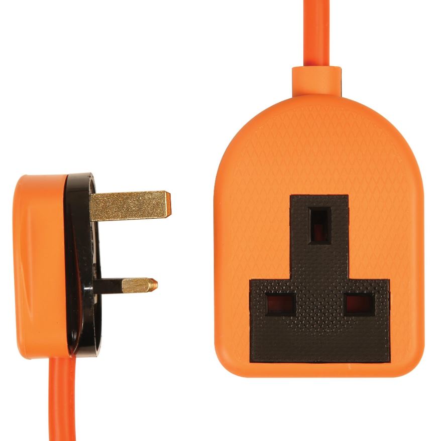 PRO ELEC Rubber Verlengsnoer, 1 Gang, 13A, 2m, Oranje