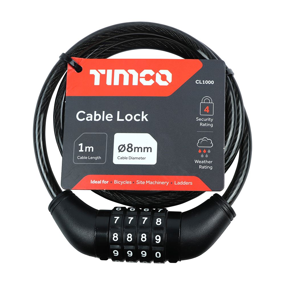 Timco 8毫米x1米密碼鋼纜鎖 (每個)