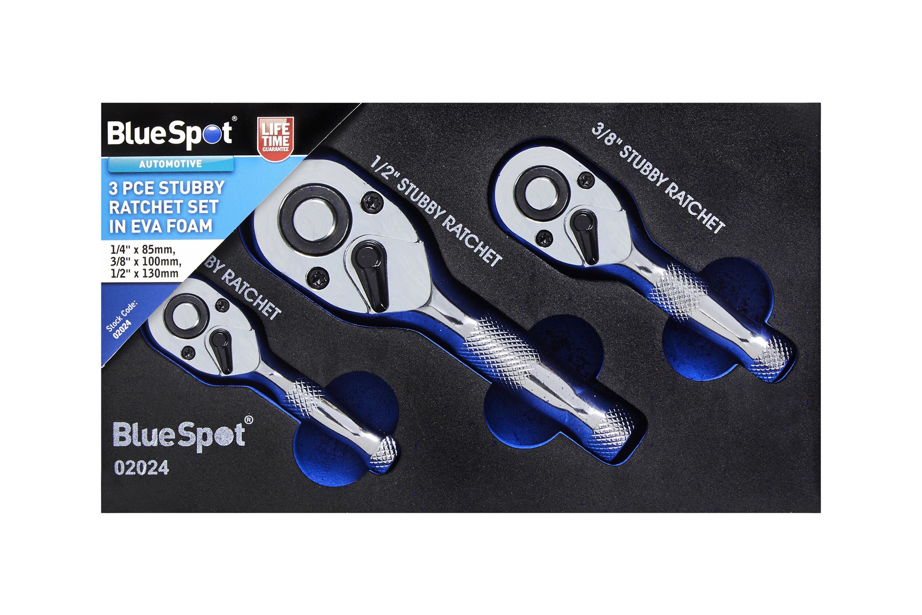 Blue Spot Tools 3-delige Stubby Ratelset in EVA Schuim