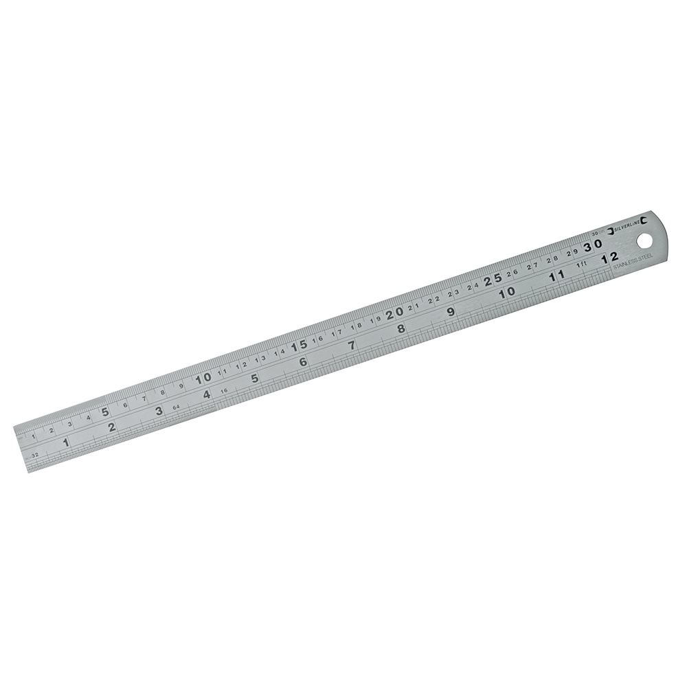 Silverline Steel Rule, Stainless Steel, 300mm