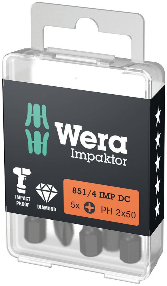 Wera IMP DC PH DIY Impaktor PH Bits, PH 3 x 50mm, 5-Pack