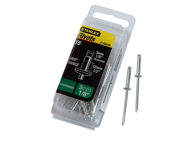STANLEY Aluminium Klinknagels, 3x12mm, Verpakking van 15
