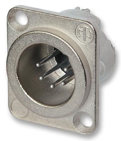 NEUTRIK 6 Pole XLR Plug, Male, Chassis Mount, Silver Plated