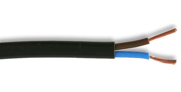 PRO ELEC 0.50mm 2-Core Mains Cable, Black, 100m, 3A