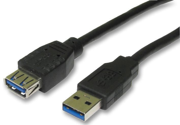 Pro Signal USB 3.0 A Male naar A Female Kabel, 2 meter Zwart