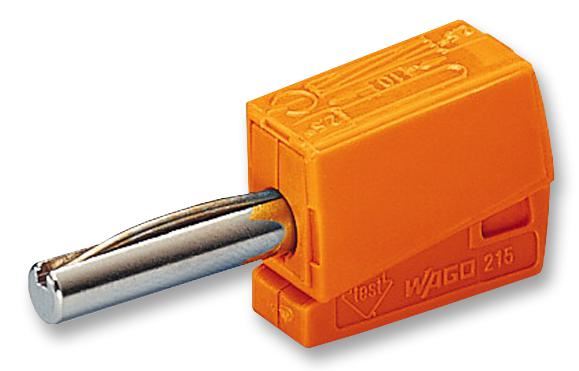 WAGO 4mm Banana Plug with Cage Clamp, Orange, 28-14AWG