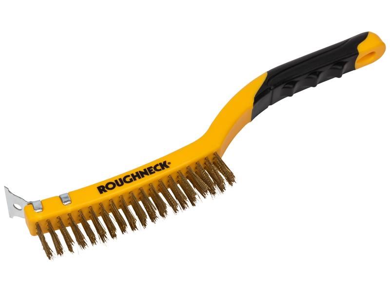 Roughneck Cepillo de Alambre de Latón con Raspador y Mango Suave, 355mm (14 pul