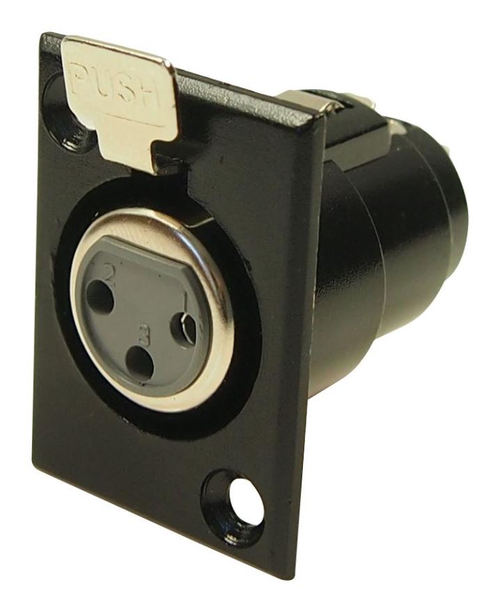 CLIFF Conector XLR de 3 Polos para Montaje en Panel, Cuerpo Metálico, Plateado