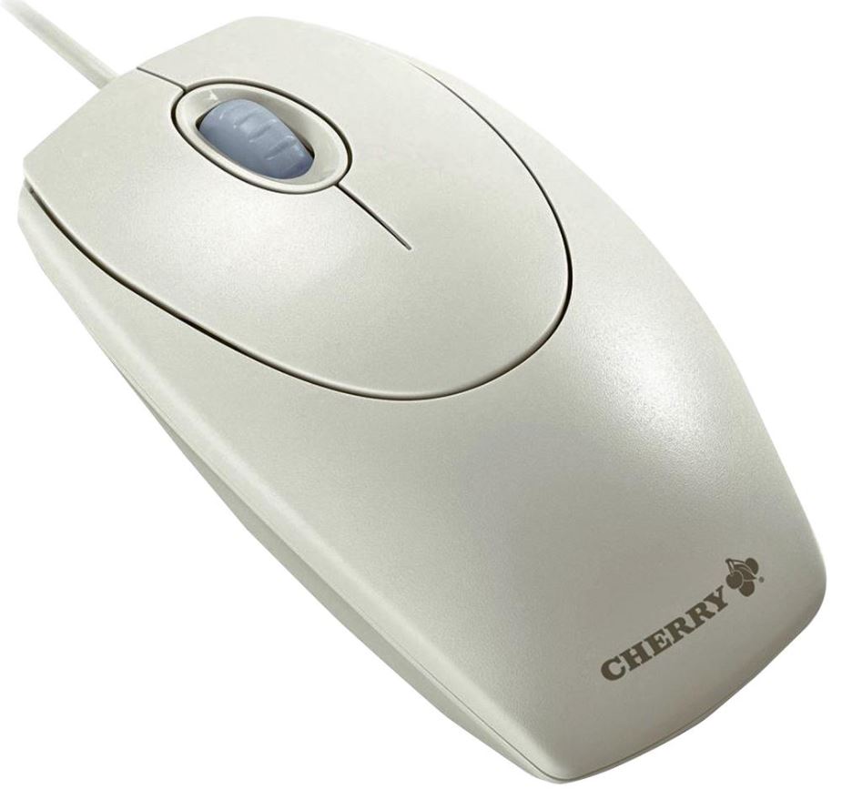 CHERRY WHEELMOUSE Optische Maus mit Kabel (USB/PS2), Hellgrau